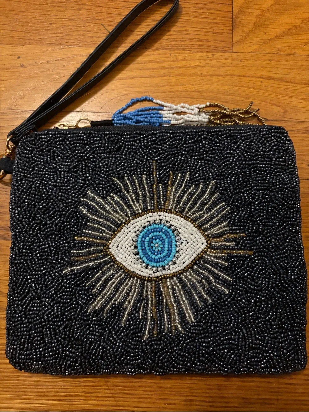 Beaded Evil Eye Wristlet Clutch